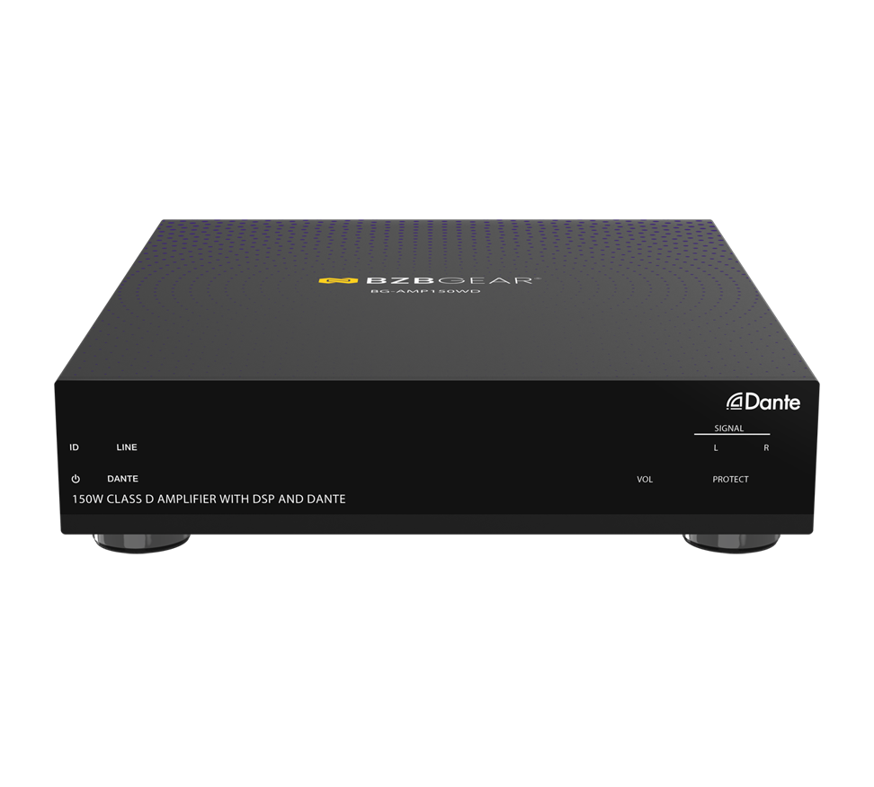 150W Class D Amplifier/Digital Signal Processor with Dante RS-232/LAN and Web GUI Control