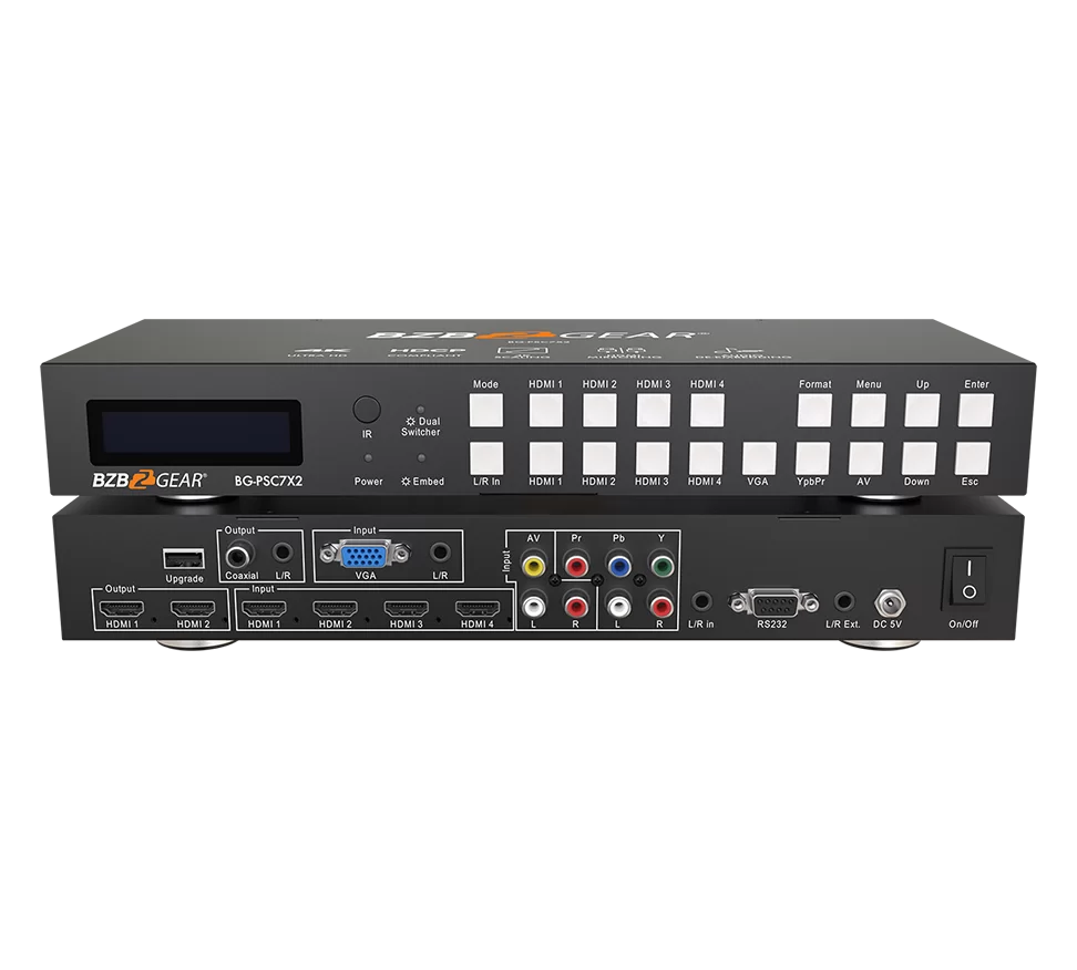 7x2 4K UHD Presentation Switcher Scaler with HDMI/VGA/Component/Composite Video & Audio