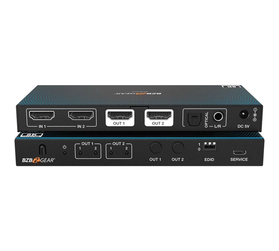2x2 8K UHD HDMI 2.1 Matrix Switcher with Auto Downscaling/Audio De-embedder (8K60/4K120 and VRR/FVA/ALLM Support)