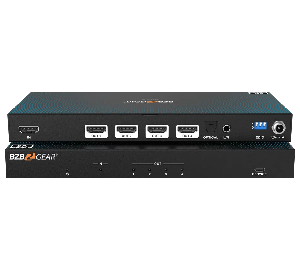 1x4 8K UHD HDMI 2.1 Splitter with Audio De-embedder (8K60/4K120 and VRR/FVA/ALLM Support)