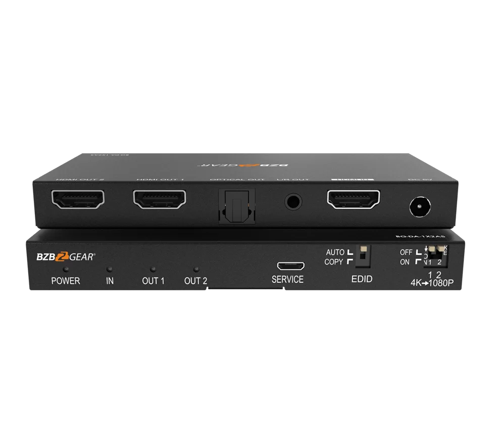 1x2 4K UHD HDMI Splitter with Downscaler with Digital and Analog Audio Output