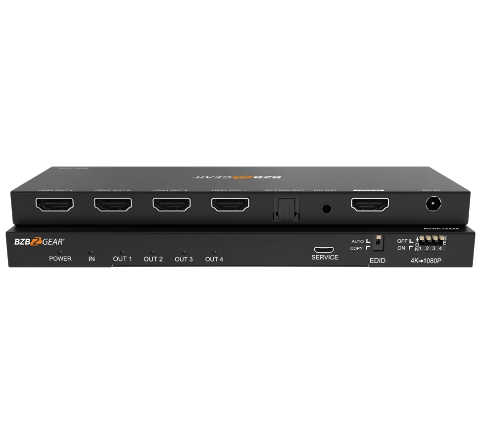 1x4 4K UHD HDMI Splitter with Downscaler with Digital and Analog Audio Output