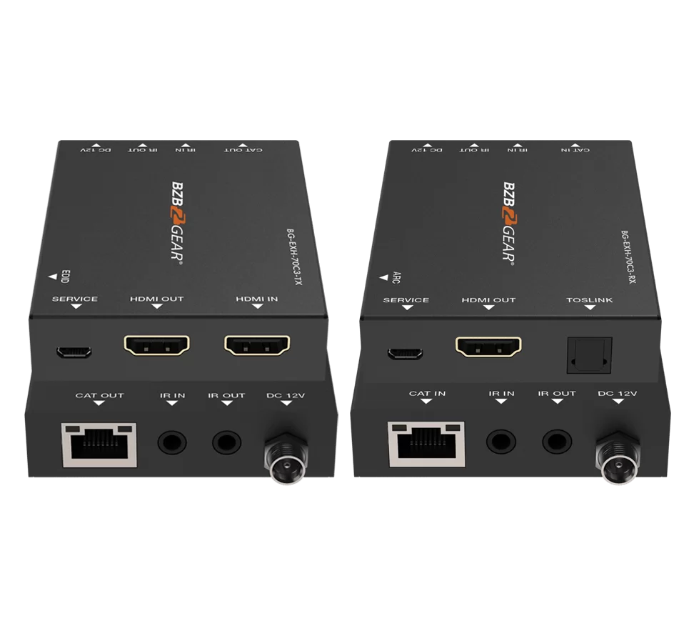 4K UHD HDMI Extender Over Cat5e/6 with Bi-directional IR/PoC/ARC and Audio De-embedding up to 230ft