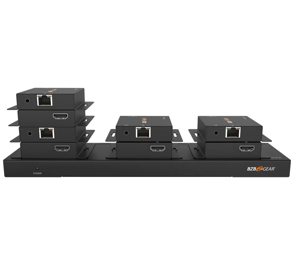 1x8 1080P/4K30 HDMI Splitter/Distribution Amplifier Kit with 8 Receivers up to 230ft over Category Cable