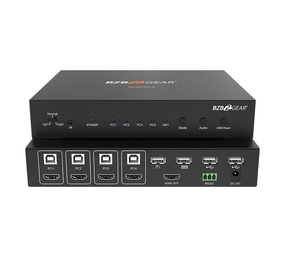 4x1 1080P FHD HDMI MultiViewer with KVM USB 2.0 Ports and Support for up to 4 Computers/Laptops