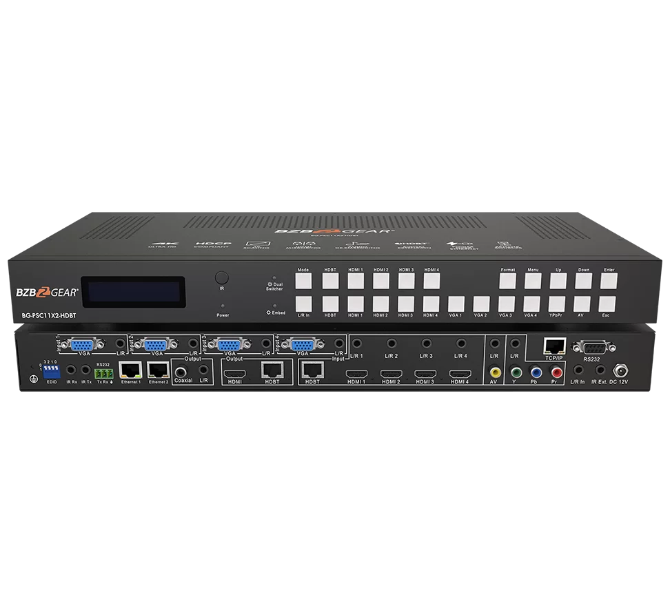11x2 4K UHD Presentation Scaler Switcher w/VGA/HDMI/YPbPr/CV/HDBaseT Input and Output