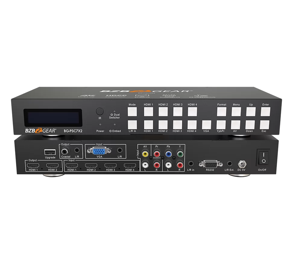 7x2 4K UHD Presentation Switcher Scaler with HDMI/VGA/Component/Composite Video & Audio