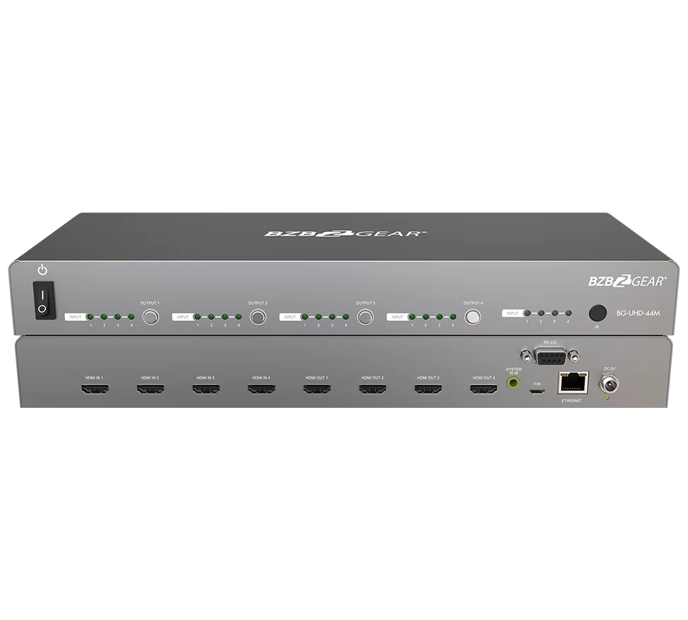 4x4 4K UHD HDMI Matrix Switcher with Auto Downscaling and RS-232/IP/Cloud