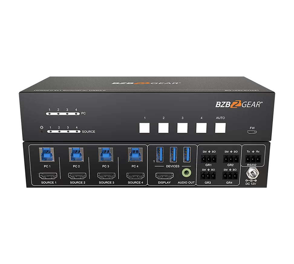 4-Port 4K UHD KVM and Conference Room Switcher with HDMI and USB 3.0