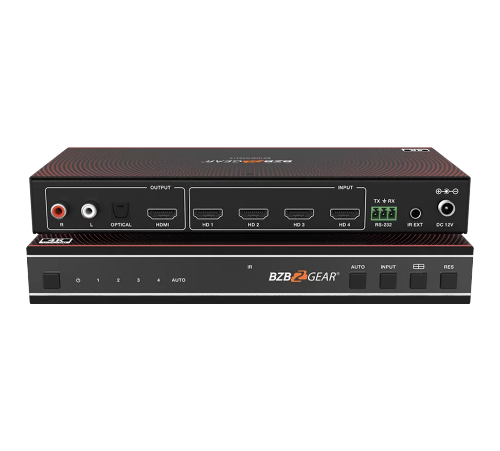 4x1 4K UHD HDMI Seamless Switcher/Quad MultiViewer with Audio De-embedder