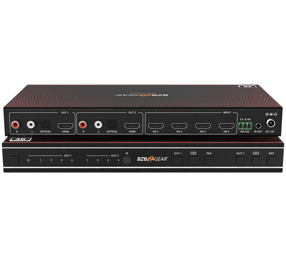 4x2 4K UHD HDMI Seamless Switcher/Quad MultiViewer with Audio De-embedder