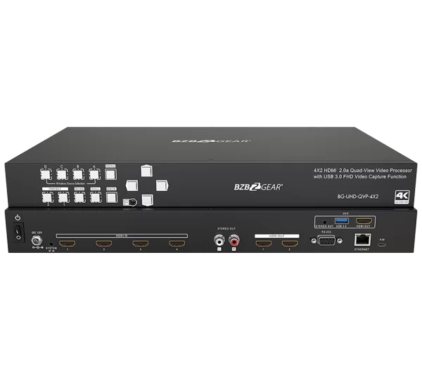4x2 4K UHD Seamless Switcher/Scaler/MultiViewer with Audio De-embedder and Built-in USB Capture Card