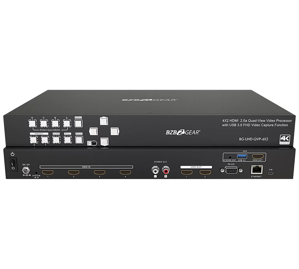 4x2 4K UHD Seamless Switcher/Scaler/MultiViewer with Audio De-embedder and Built-in USB Capture Card