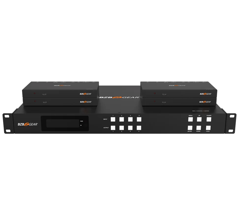 4x4 4K UHD HDMI/Audio Matrix Switcher Over HDBaseT with 2-Way IR/ARC/Ethernet/IP and RS-232 Control