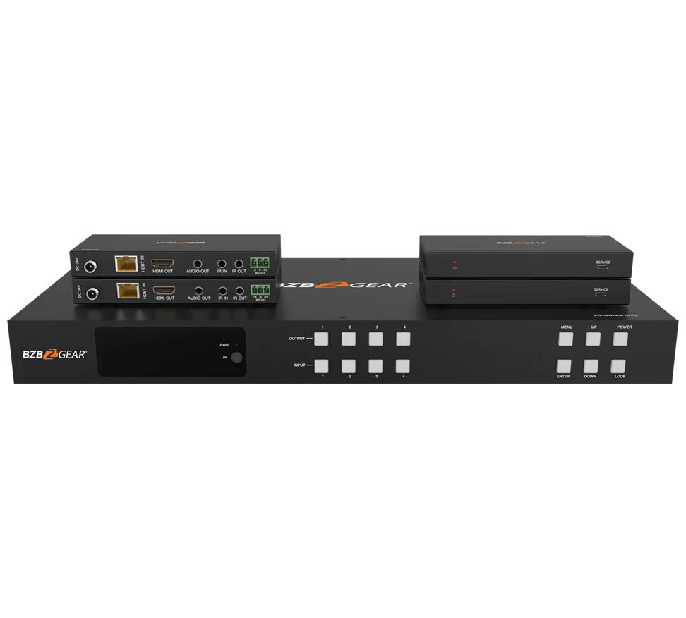 4x4 4K UHD 18Gbps HDMI Matrix Switcher Over HDBaseT with Bi-directional IR/Advance EDID and Downscaling