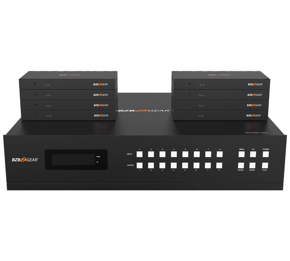 8x8 4K UHD HDMI/Audio Matrix Switcher Over HDBaseT with 2-Way IR/ARC/Ethernet/IP and RS-232 Control