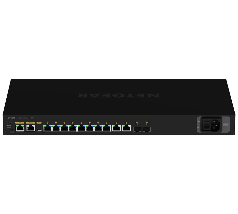 NETGEAR AV LINE 8x1G PoE+ 125W 2x1G and 2xSFP Managed Switch (Preconfigured GSM4212P-100NAS)