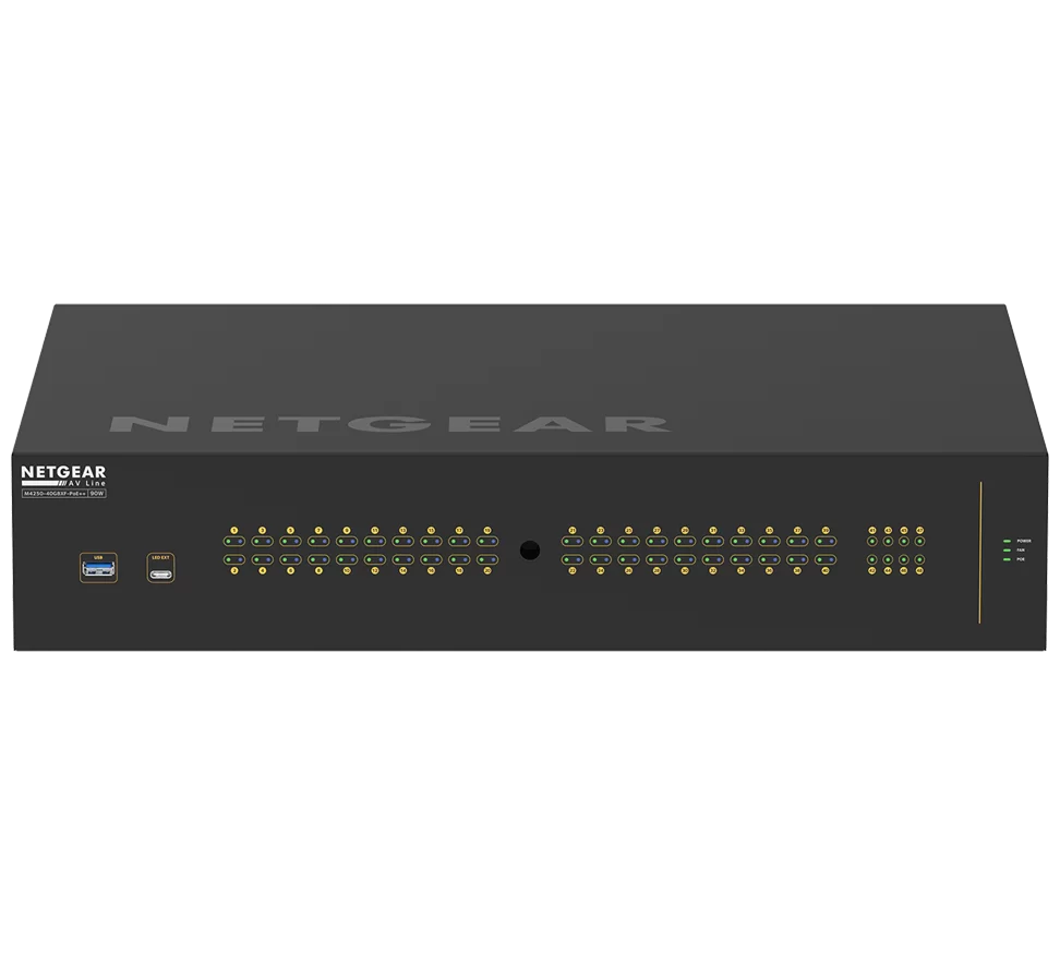 NETGEAR AV LINE 40x1G Ultra 90 PoE++ 802.3bt 2,880W and 8xSFP+ Managed Switch (Preconfigured GSM4248UX-100NAS)