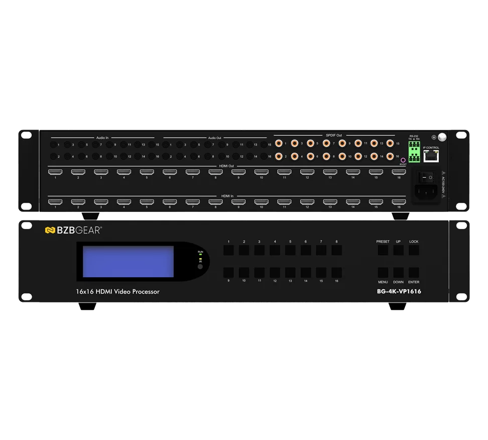 16x16 4K UHD Seamless HDMI Matrix Switcher/Video Wall Processor/MultiViewer with Scaler/IR/Audio/IP/RS-232