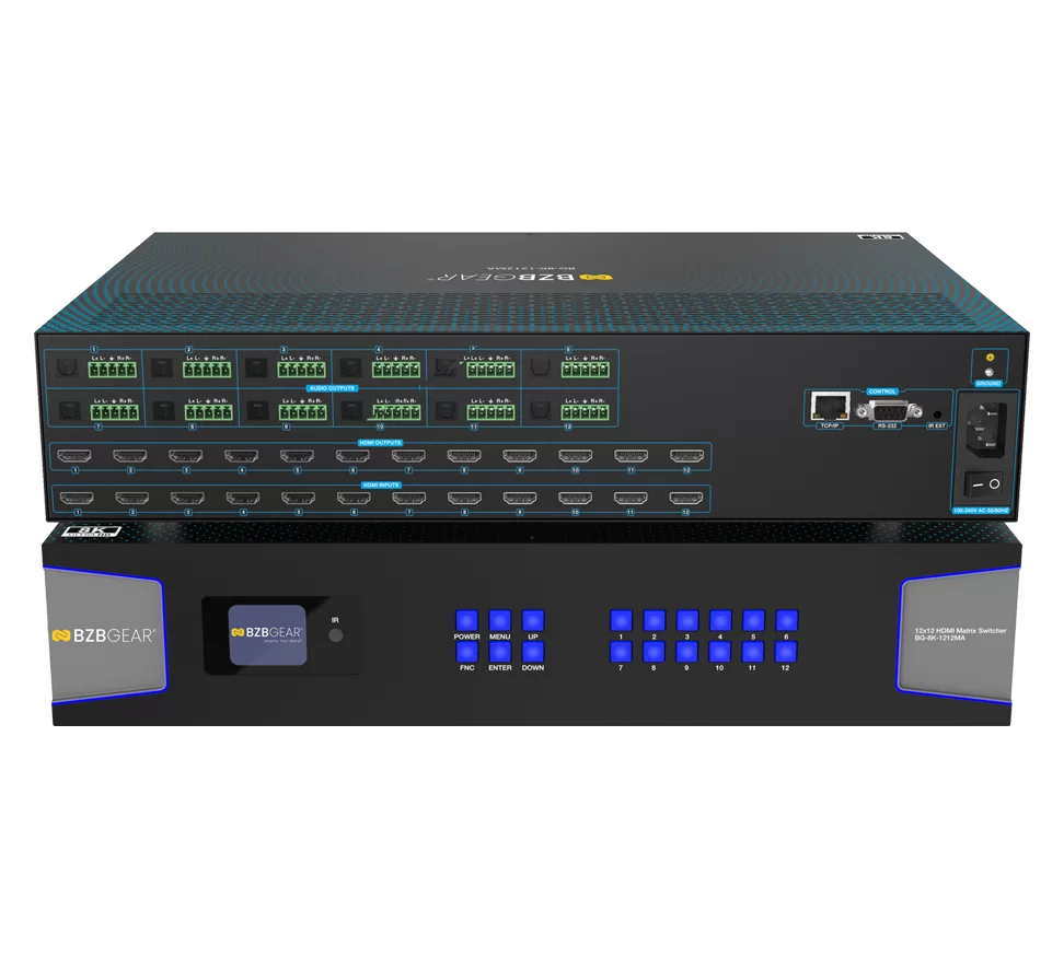 12x12 8K UHD HDMI 2.1 Matrix Switcher with Audio De-embedder (8K60, 4K120 4:4:4 10bit VRR, FVA, ALLM support)