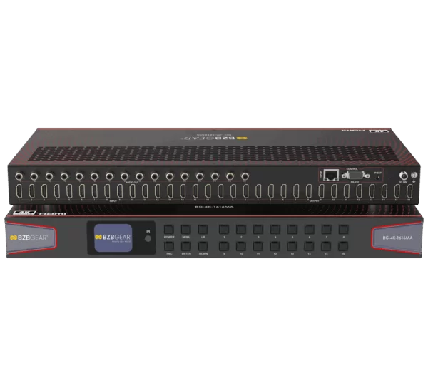 16x16 4K UHD HDMI 2.0 Matrix Switcher with Audio De-embedding and Independent Routing (4K60 - 4:4:4 and HDR Support)