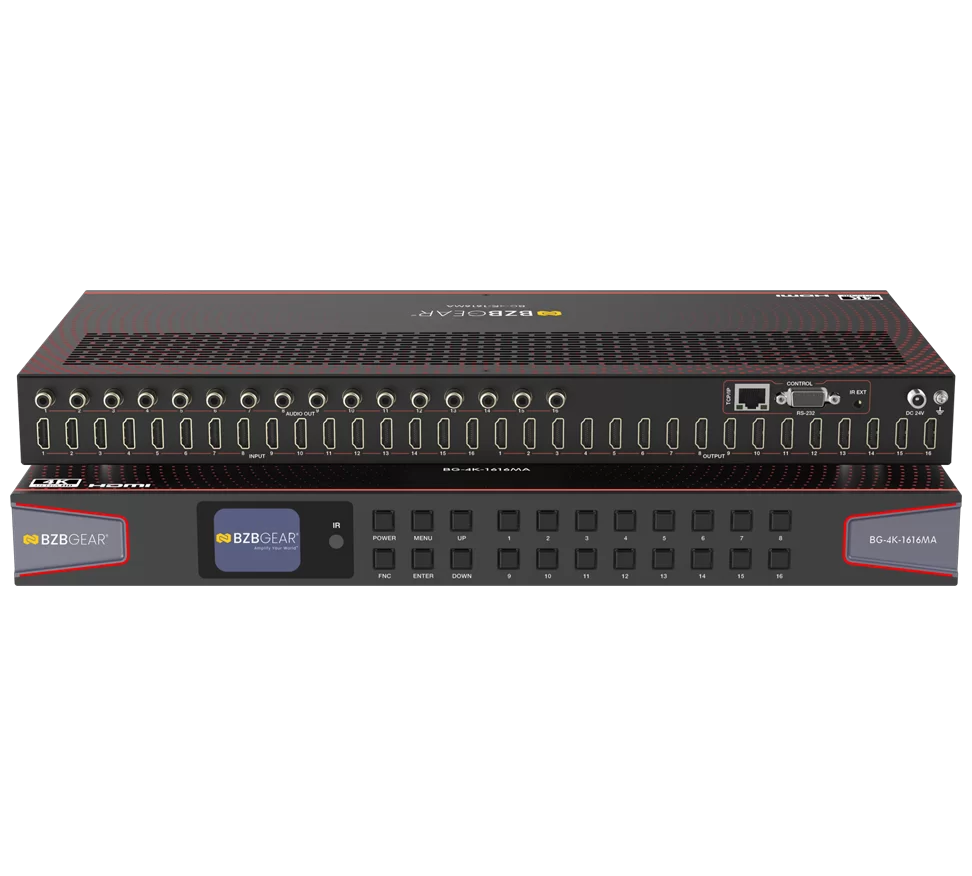 16x16 4K UHD HDMI 2.0 Matrix Switcher with Audio De-embedding and Independent Routing (4K60 - 4:4:4 and HDR Support)
