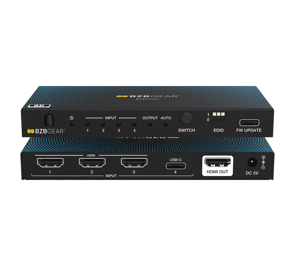 4x1 8K UHD HDMI/USB-C 2.1 Switcher (8K60/4K120Hz 4:4:4 VRR/ALLM/QMS/QFT/SBTM Support)