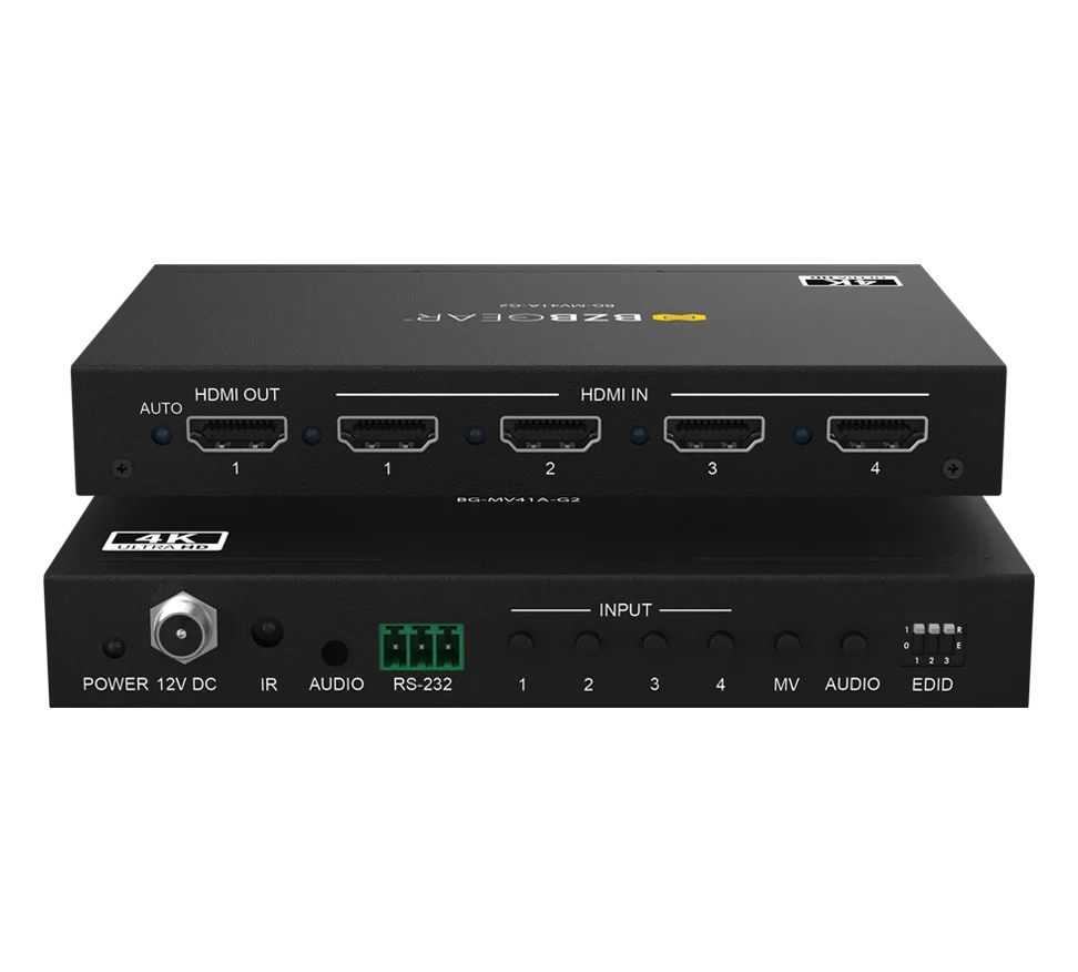 4K@30Hz HDMI 4x1 Quad Multi-Viewer & Seamless Switcher with PIP, Audio De-Embedding, and 8 Display Modes