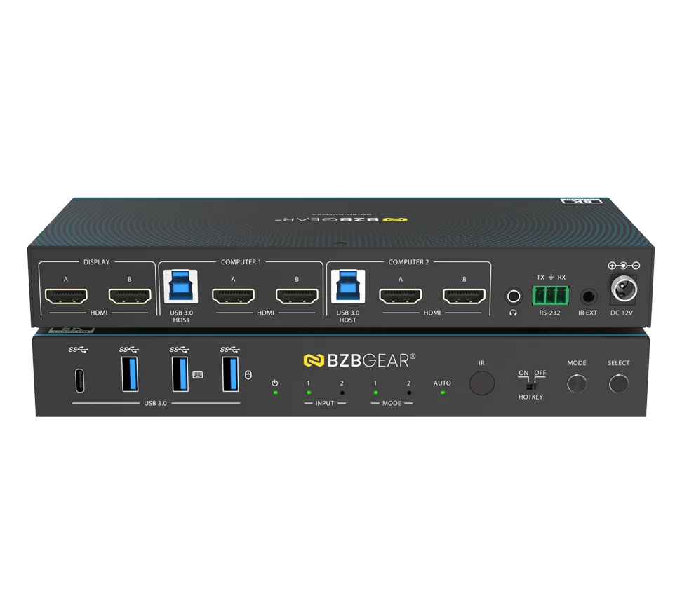 8K UHD HDMI 2.1 Dual Monitor 2x1 HDMI KVM Switch with USB 3.0/Hotkey Switching/IR Control