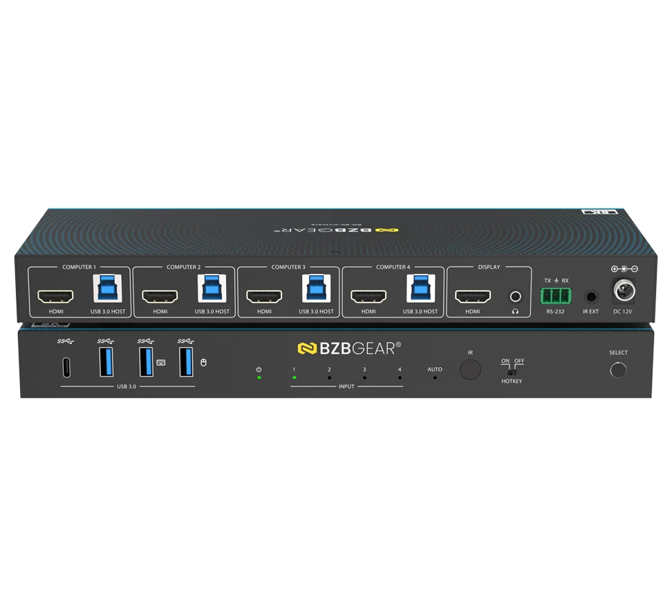 8K UHD HDMI 2.1 4x1 KVM Switch with USB 3.0/Hotkey Switching/IR Control