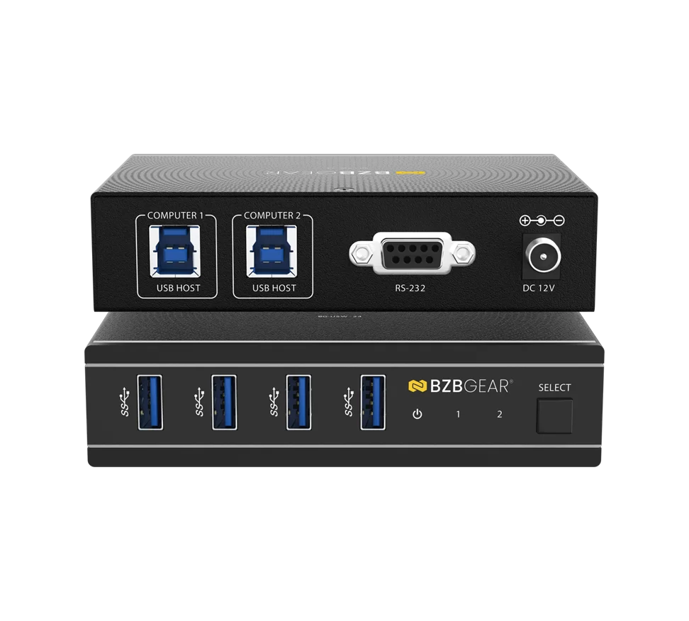 2x4 USB 3.2 Gen 1 Peripheral Sharing Switcher with 5Gbps Data Transfer/Auto Switching and RS-232 Control