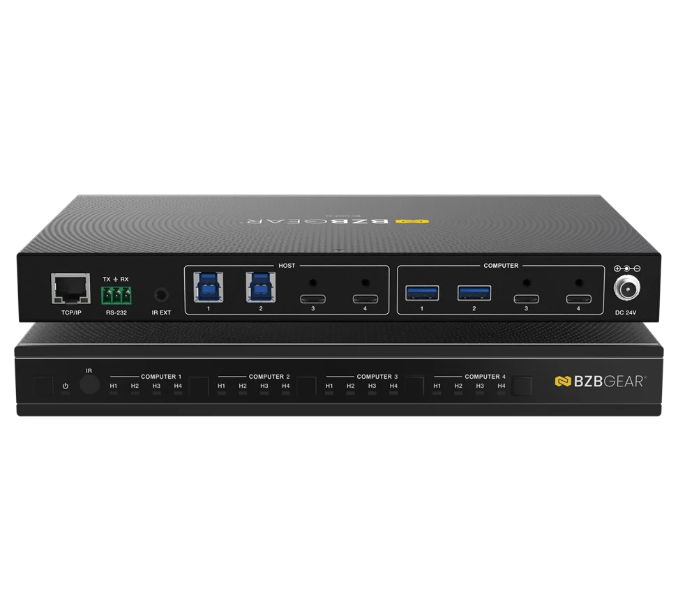 4x4 USB 3.2 Gen 1 Matrix Switcher with USB 3.2 Type-A/B/C and TCP/IP Web GUI/IR/RS-232 Control