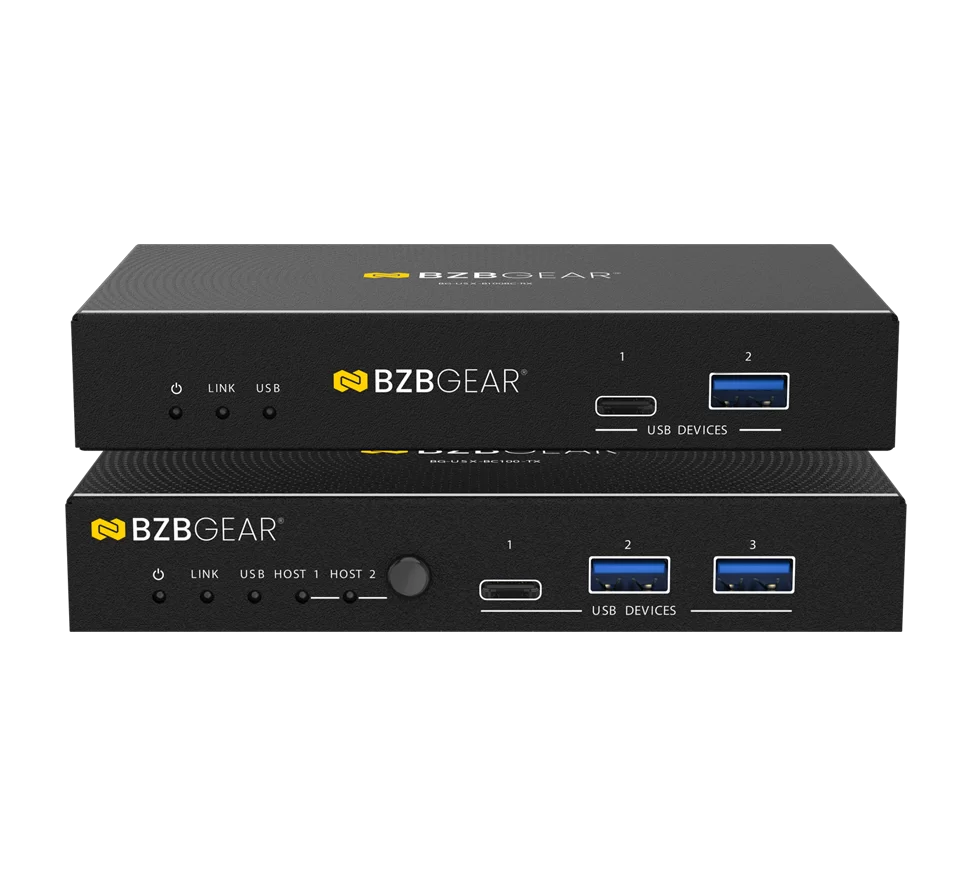 Dual-Host USB 3.2 Type-A/B/C Switcher & HDBaseT 3.0 Extender Kit with Bi-Directional PoC/RS-232 up to 328ft