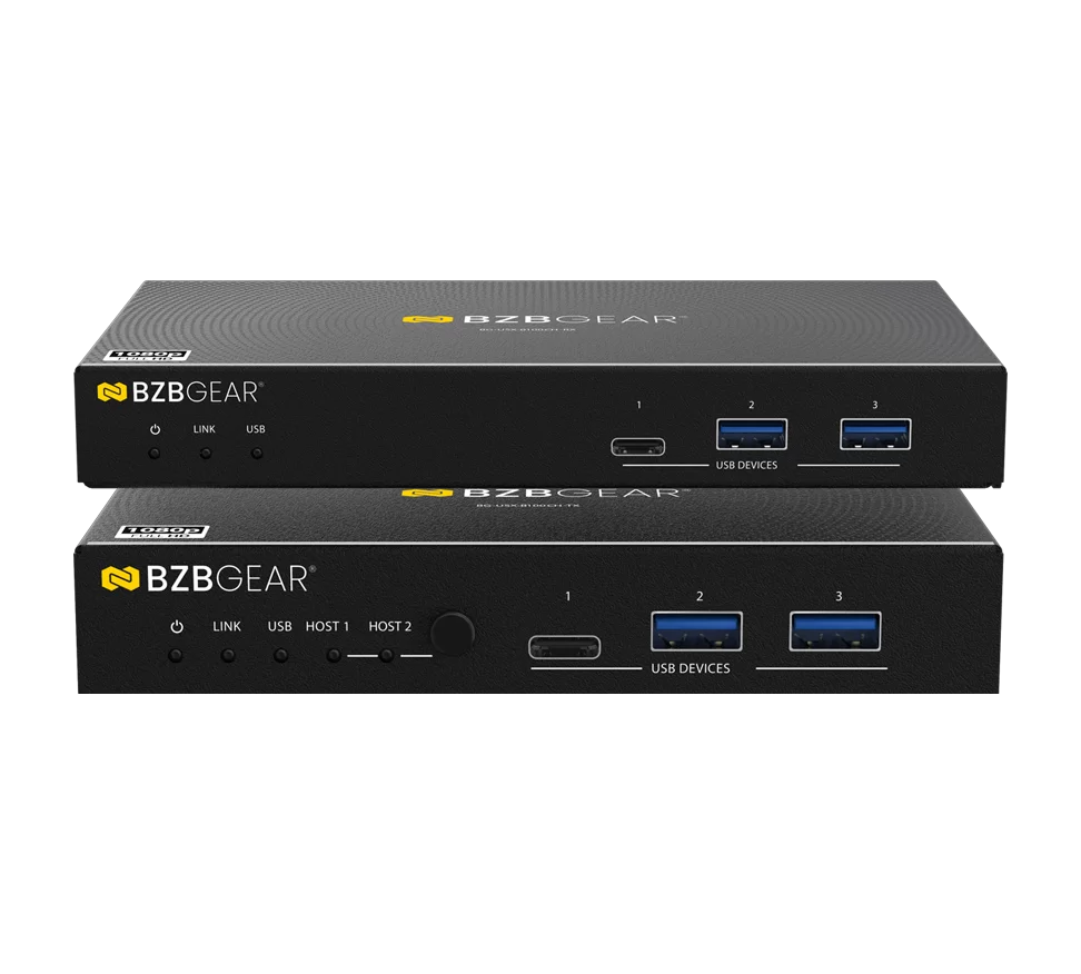 Dual-Host USB 3.2/HDMI Switcher & HDBaseT 3.0 Extender Kit with Dual USB-C Host Inputs and Dual 4K60 HDMI Outputs with Bi-Directional PoC/RS-232 up to 328ft