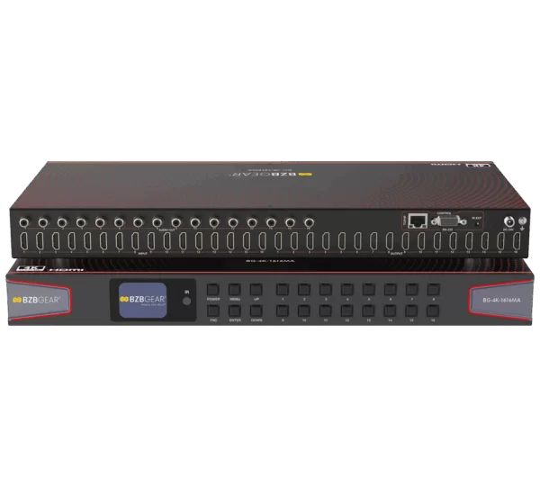16x16 4K UHD HDMI 2.0 Matrix Switcher with Audio De-embedding and Independent Routing (4K60 - 4:4:4 and HDR Support)