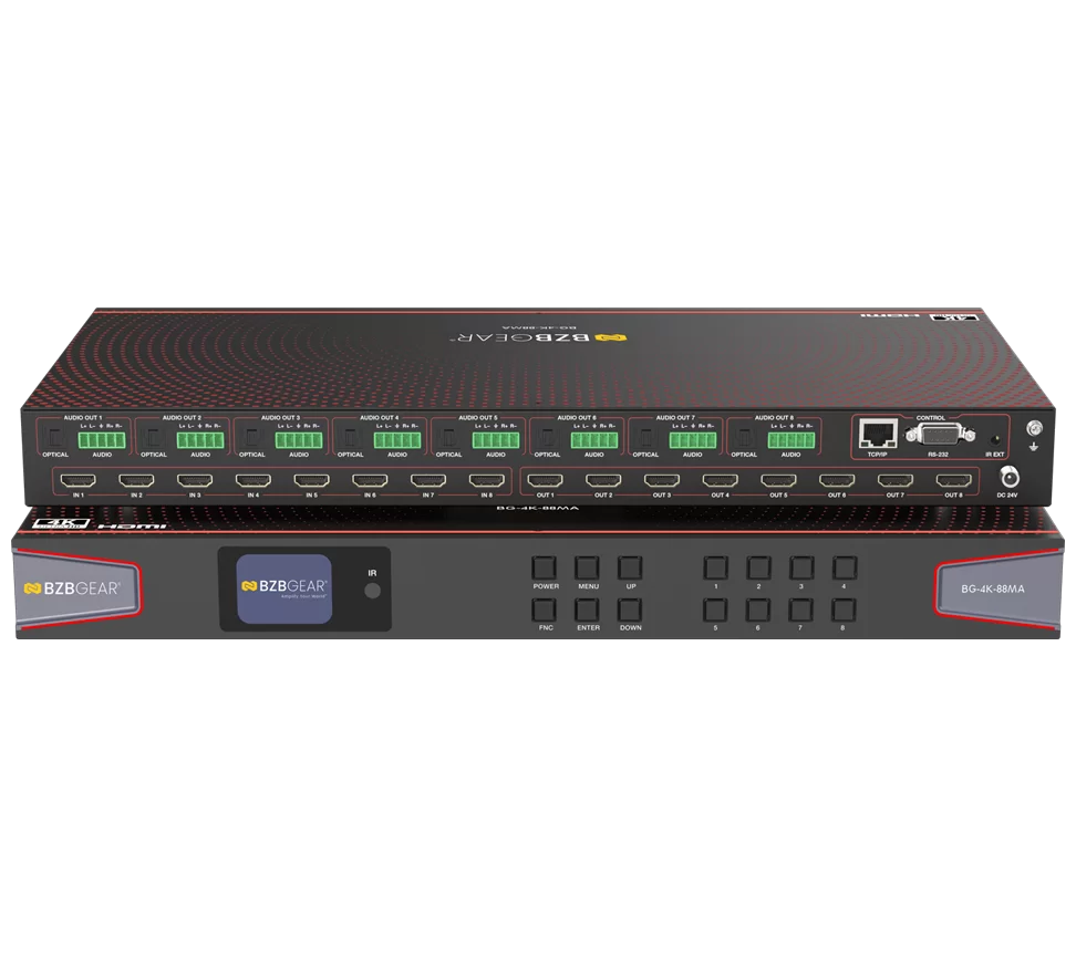 8x8 4K UHD HDMI 2.0 Matrix Switcher with Audio De-embedding and Independent Routing (4K60 - 4:4:4 and HDR Support)