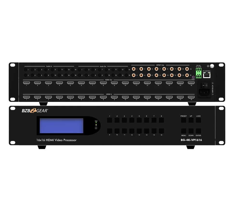 16x16 4K UHD Seamless HDMI Matrix Switcher/Video Wall Processor/MultiViewer with Scaler/IR/Audio/IP/RS-232