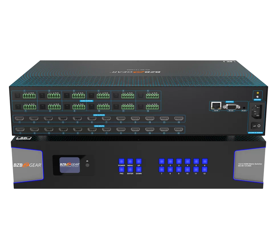 12x12 8K UHD HDMI 2.1 Matrix Switcher with Audio De-embedder (8K60, 4K120 4:4:4 10bit VRR, FVA, ALLM support)
