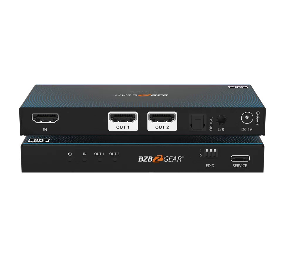 1x2 8K UHD HDMI 2.1 48Gbps Splitter with Auto Downscaling/Audio De-embedder (8K60/4K120 and VRR/FVA/ALLM Support)