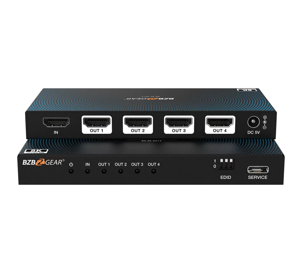 1x4 8K UHD HDMI 2.1 Splitter with Auto Downscaling (8K60/4K120 and VRR/ALLM/QMS/QFT/SBTM Support)
