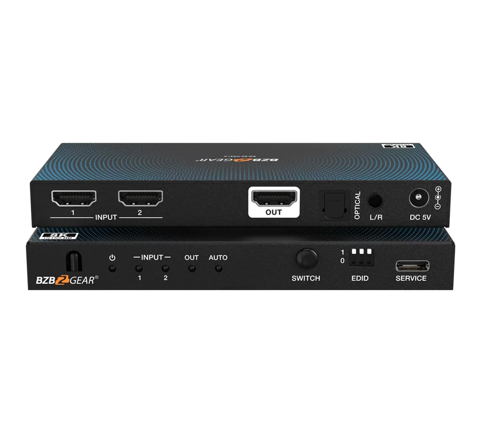 2x1 8K UHD HDMI 2.1 Switcher with Audio De-embedder (8K60/4K120Hz 4:4:4  VRR/FVA/ALLM Support)