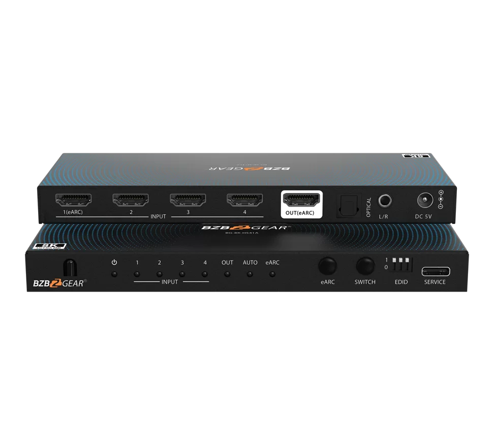 4x1 8K UHD HDMI 2.1 Switcher with Audio De-embedder (8K60/4K120Hz 4:4:4  VRR/FVA/ALLM Support)