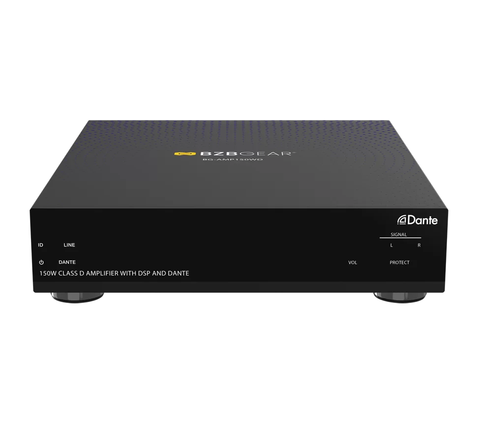 150W Class D Amplifier/Digital Signal Processor with Dante RS-232/LAN and Web GUI Control