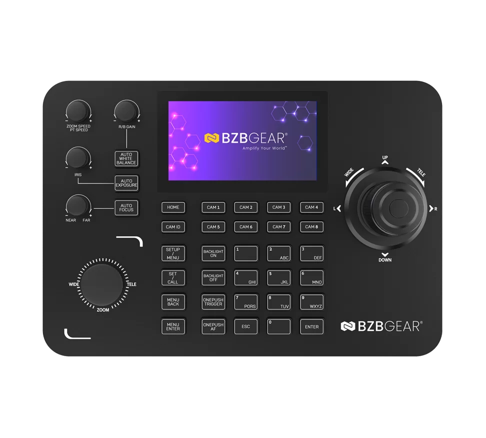 Universal Advanced Serial and IP PTZ Joystick Controller with 5'' Touch LCD Screen and POE/NDI/RS-232/422/485