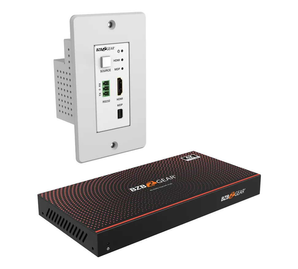 4K UHD 18Gbps HDBaseT HDMI/MDP/RS-232 Wall Plate Transmitter/Receiver Kit up to 230ft