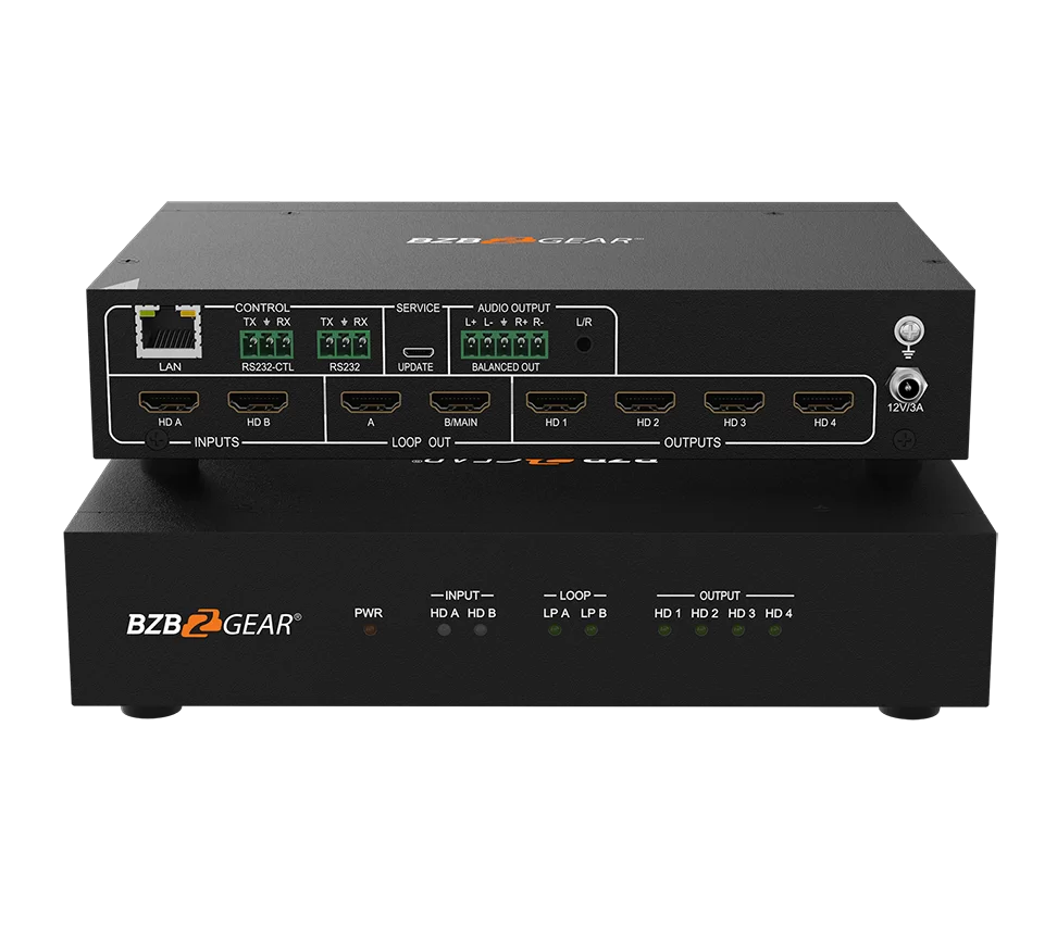4K UHD HDMI Video Wall Processor/Switcher with IP/Audio/RS-232 for up to 4 Tvs