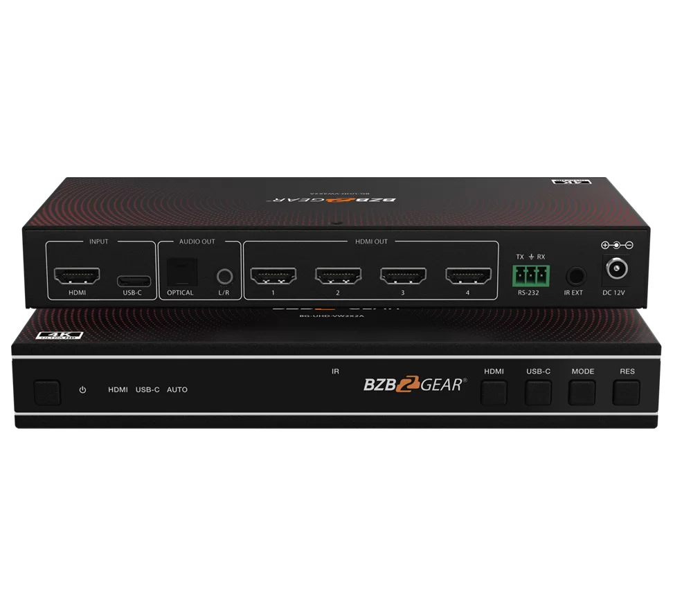 2x2 4K UHD HDMI/USB-C Switcher and Video Wall Controller with Audio De-embedding