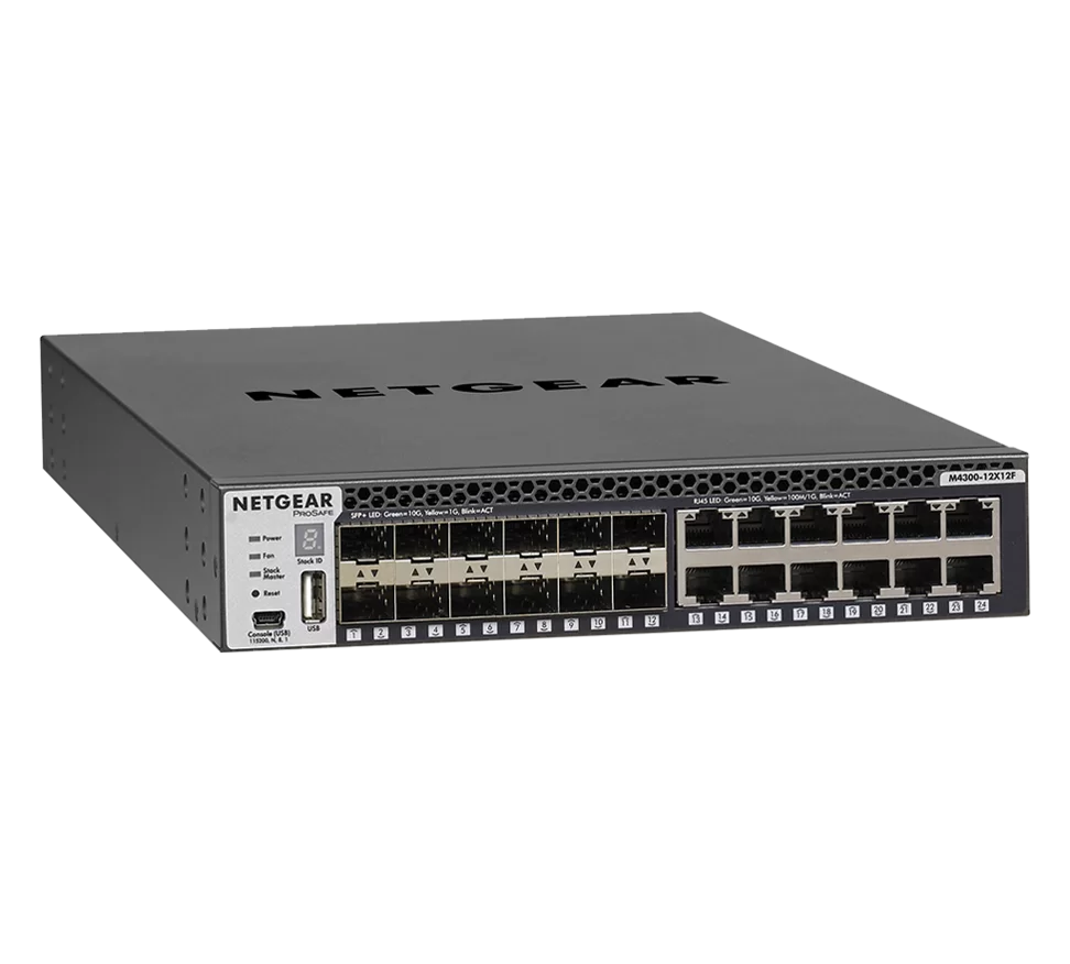 Netgear Stackable Managed Switch with 24x10G including 12x10GBASE-T and 12xSFP+ Layer 3 (XSM4324S-100NES)
