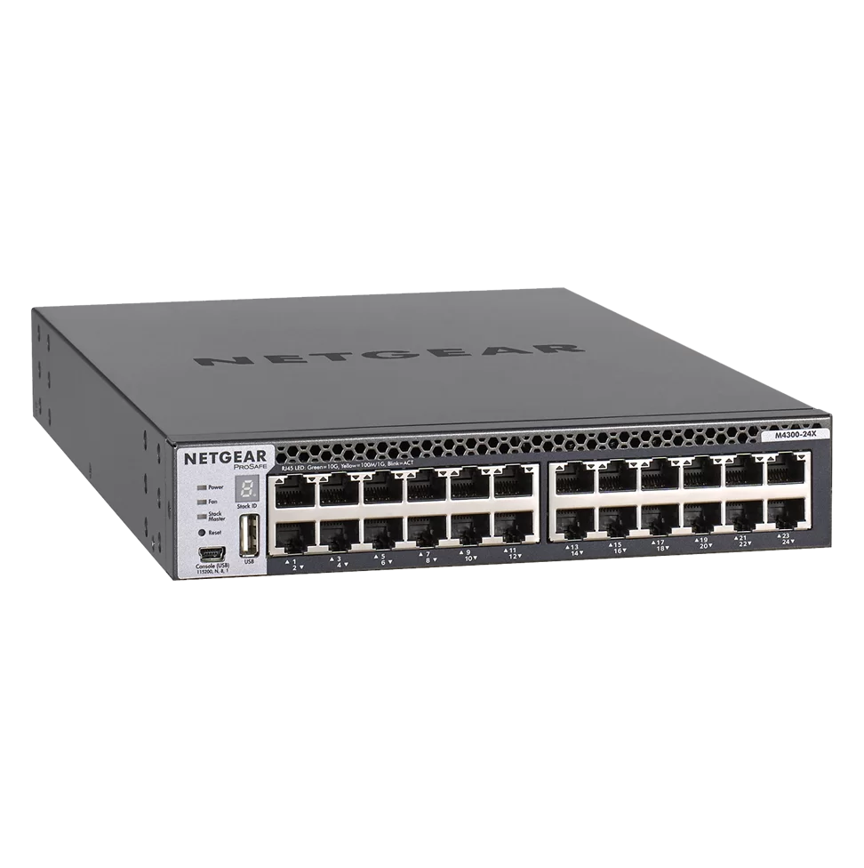 Netgear ProSafe M4300 24G Managed Switch 24 x 10GbE 24 Ports Manageable 10GBase-T, 10GBase-X Layer 4 (XSM4324CS-100NES)